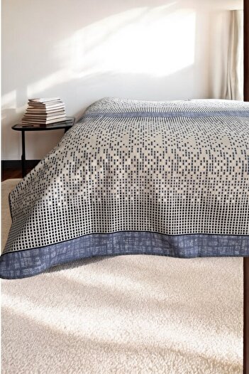 Alla Turca Single Modern Mosaic Patterned Pique – Indigo |   160X240 cm |   100% Cotton