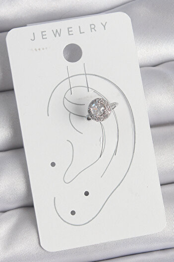 SeyCey.co Brass Silver Color Zircon Stone Women's Cartilage Model Earrings
