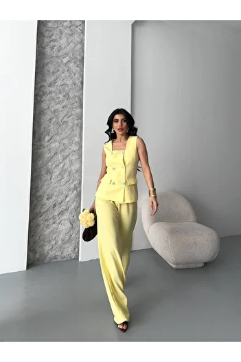 ZF BUTİK Vest pants square neck set