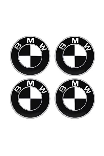 İKTUNING BMW LOGOLU SİYAH RENK GÜMÜŞ KENARLI ALÜMİNYUM 65 MM JANT GÖBEK STICKER