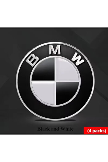 İKTUNING BMW LOGOLU SİYAH RENK GÜMÜŞ KENARLI ALÜMİNYUM 65 MM JANT GÖBEK STICKER