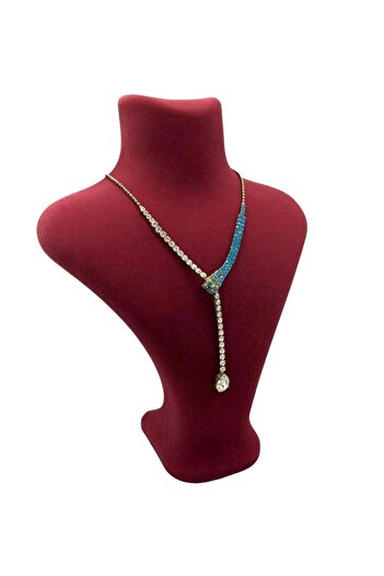 MeGass Dekor Domestic Production London Model Suede Fabric 22/18 cm Red Color Necklace Display Mannequin