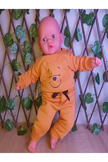 KIPIRIK BABY Unisex Teddy Bear Patterned Raised 2 Piece Set