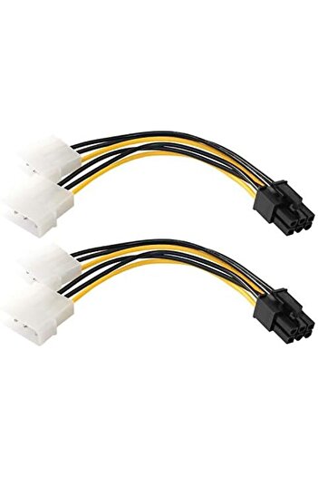 Others كابل محول طاقة مزدوج رباعي الدبابيس من Molex LP4 إلى 6 دبابيس PCI Express (عبوة من قطعتين)