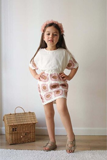 Canlook Girl's Suit with Knitted Detailed Skirt