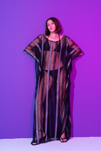 Kikiriki Bat Sleeve Black-Silver Transparent Tunic