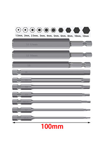 Choice 10pcs 20Pcs Hex Head Allen Wrench Power Drill Bit Set 1/4in Screwdriver S2 Steel Screw Driver Extens