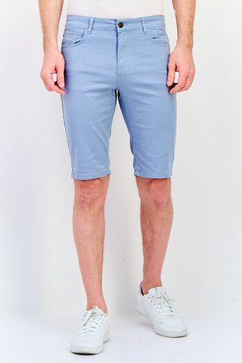 DeFacto Men Plain Chino Shorts, Light Blue