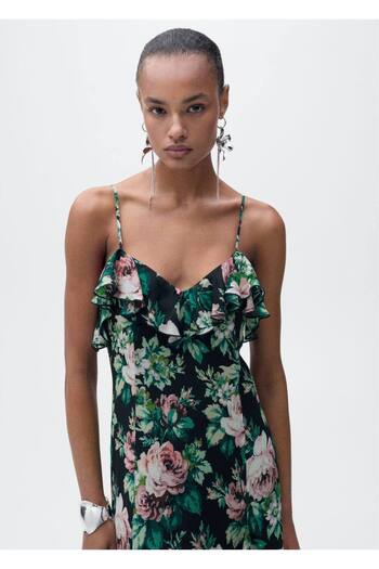 MANGO Woman Floral Print Ruffle Dress