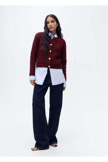 MANGO Woman Openwork Detailed Knitwear Jacket