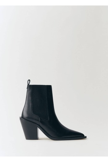 MANGO Woman Pointed Toe Leather Ankle Boots