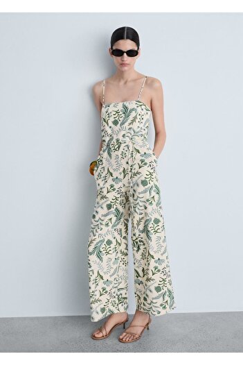 MANGO Woman Belted, Patterned Jumpsuit