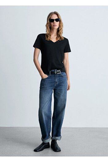 MANGO Woman V-neck cotton t-shirt