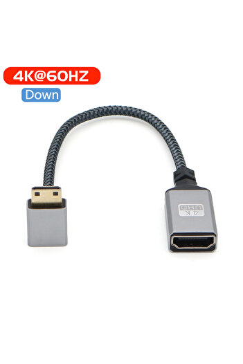 BSN 0.2m Down 4K Mini hdmi to HDMI-compatible Female Elbow short cable.HD mini to standard Video Convers