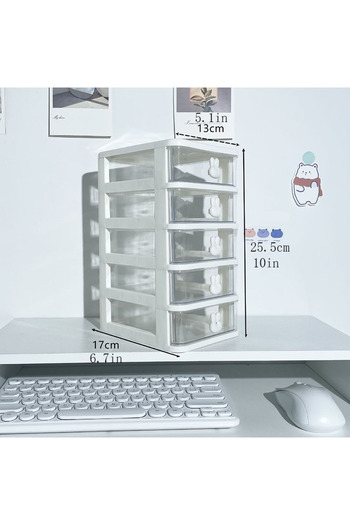 Choice Five layers white Clear Stacking Drawer Organizer - Multi-Tier PP Storage Box for Office/Beauty Prod