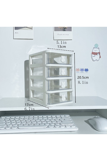 Choice Four layers white Clear Stacking Drawer Organizer - Multi-Tier PP Storage Box for Office/Beauty Prod