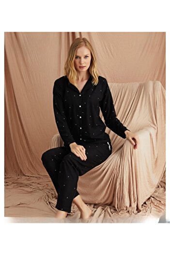 Pijamoni Suede Women's Pajama Set 56607 - Front Buttoned, 1 Piece