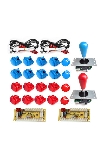Choice 2P blue red Game Arcade joystick DIY Kit Zero Delay USB Controller SANWA 8 Way Joystick 24/ 30mm Pus