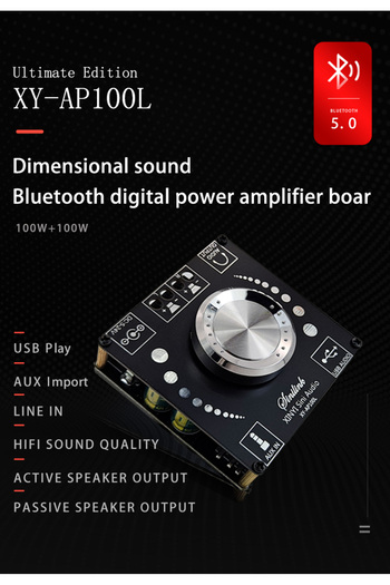 Choice XY-AP100L 100WX2 Bluetooth 5.0 Stereo Amplifier Board AUX USB Sound Card Digital Power Amp Amplif...