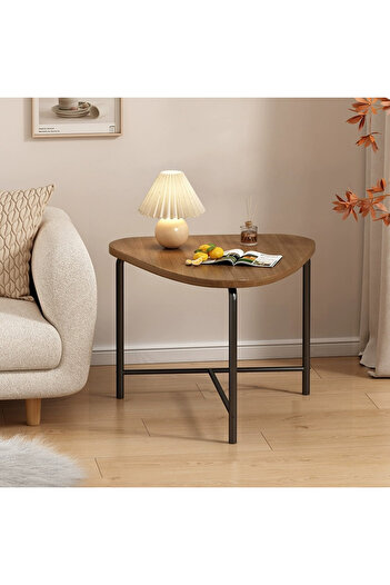 Viyogo Triangular coffee table, MDF top, metal frame, 64 x 52 x 51 cm, natural with black