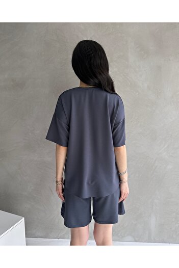 Tarz Cool Kadın Modal Kumaş Oversize Kısa Kollu Kadın Eşofman Takımı, Şortlu, Bağcıklı Yumuşak Kumaş