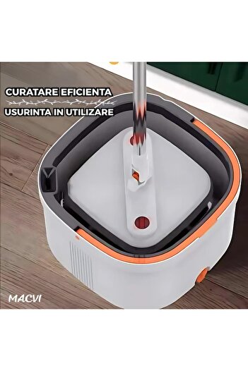 MACVI Macvi® Spin Mop with Bucket, 2 Microfiber Cloths, 360° Rotation, Automatic Wringing, Light Gray