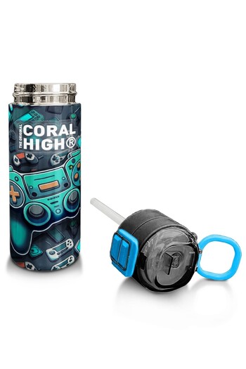 Coral High Kids Men's Patterned Straw and Direct Drinking Steel Thermos 500 ml