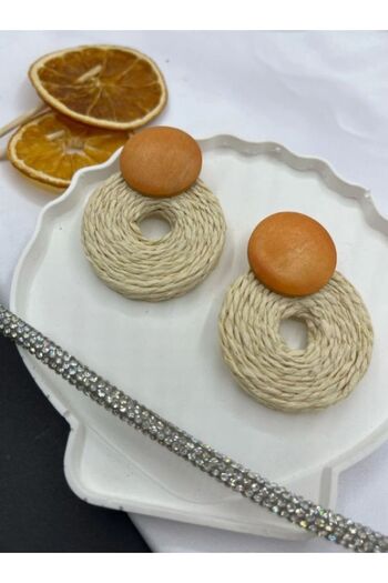 MORMAVİ Round Straw Earrings