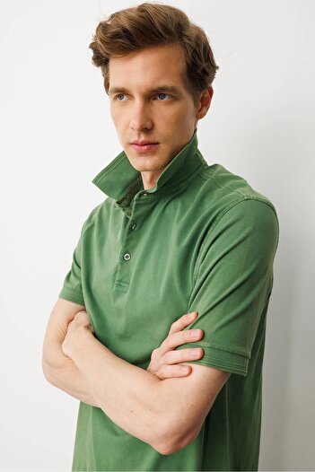 Desen Triko Men's Polo Neck T-Shirt A.Green