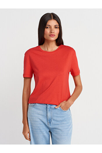 Dilvin 31791 Crew Neck T-Shirt-Red