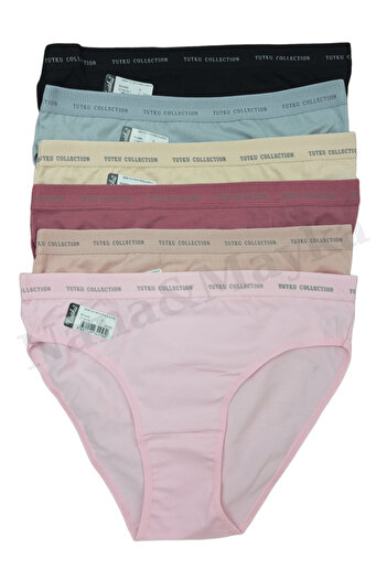 Nana & Mayka Moda Pachet de 6 chiloți de bikini din bumbac pentru femei Passion, cu talie scrisă elastică, culori mixte 0599 M-L