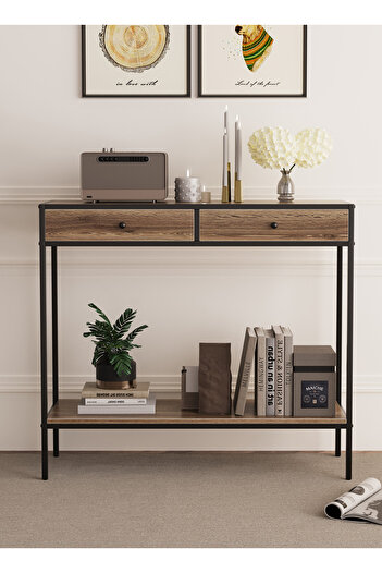 AnneFish 100*33*90cm 2 Tier Console Table Sofa Coffee Corner 2 Drawers Entryway Table Couch Hallway Entrance