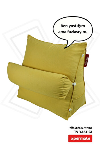 XPERMATE Tv Yastığı Boyun Bel ve Sırt Destekli Yastık Ameliyat Sonrası Yastık Hasta Yastığı Koyu Sarı