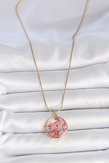 Skygo 316L Steel Gold Color Chain Epoxy Natural Flower Model Women's Necklace - Tj-Bko10069