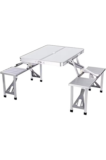 MACVI Macvi® aluminum folding table set with 4 chairs, ideal for camping, picnics and outdoors, compact
