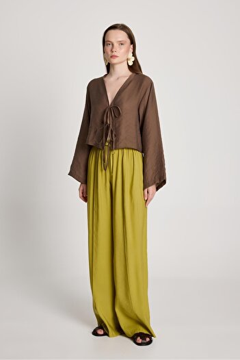 minaaise Γυναικεία Μπλούζα με Καφέ Modal Fabric μπροστά 29163