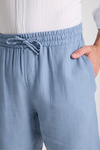 Valiberta Cold Blue Men's Shorts - Light and Comfortable, Double Leg, Muslin