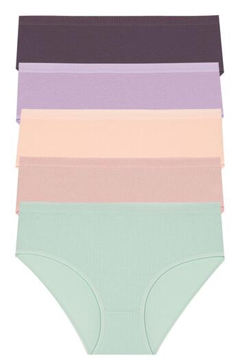 Miss Blue Moon Women's Ribbed Ribbed Cotton Panties 5 Pack 5450