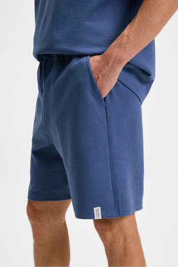 GRIMELANGE Bailey Men's Relaxed Fit Indigo Shorts with Elastic Waist Back Single Pocket Cord