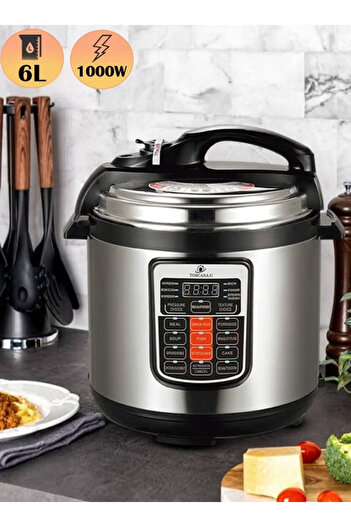 TOSCANA U 6L Electric Pressure Cooker, 12 Functions, 1000W, Black/Grey