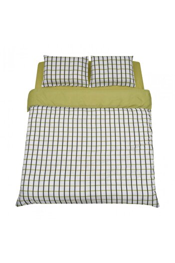 Heinner Care Double bed linen, 4 pieces, microfiber, 200x220 cm, Checker pattern