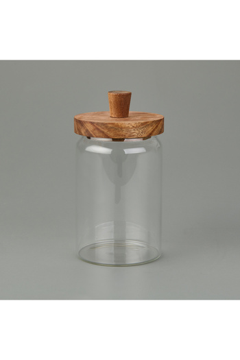 MİEN Mien Acacia Glass Jar with Lid - Brown / Transparent - 700 ml