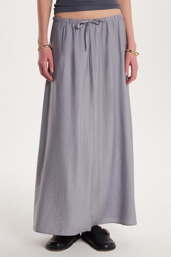 Tudors Women's Standard Fit Elastic Waist Tie Gray Skirt