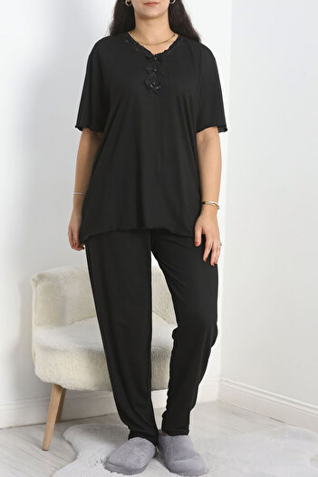 Lukitus Plus Size Short Sleeve V-neck Women's Pajamas Set Lukitus
