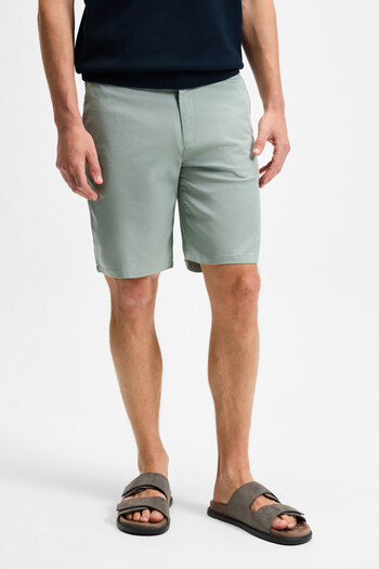 GRIMELANGE Teemo men's zipper with side pockets Stretch Fabric Slim Fit green shorts