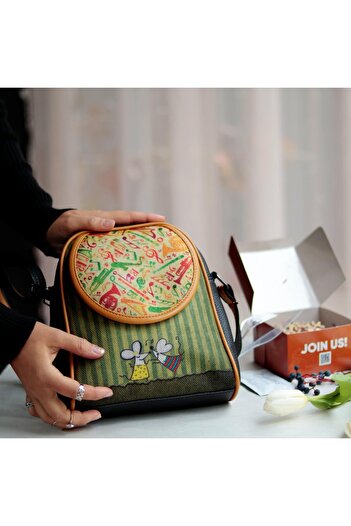 HOODİEMOUSE Dancing Mouse Black Ethnic Bohemian Style Small Postman Shoulder Bag