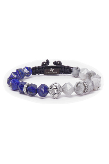 GT Collection GT Collection, Pánský náramek s lví hlavou a energetickými kameny LAPIS, LABRADORIT, univerzální velikost a nastavitelný