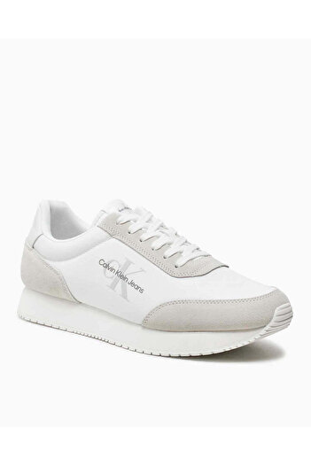 Calvin Klein Erkek Marka Logolu Bağcıklı Kaydırmaz Tabanlı Günlük Gri-Beyaz2 Sneaker YM0YM00746-0K6