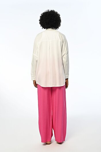 Orfeo Negro KADIN ÇİÇEK TAŞ İŞLEMELİ OVERSIZE GÖMLEK