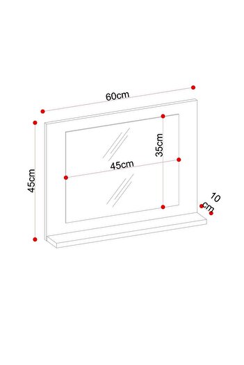 Teknor Yakut Stil 60x45 Siyah Raflı Banyo Aynası